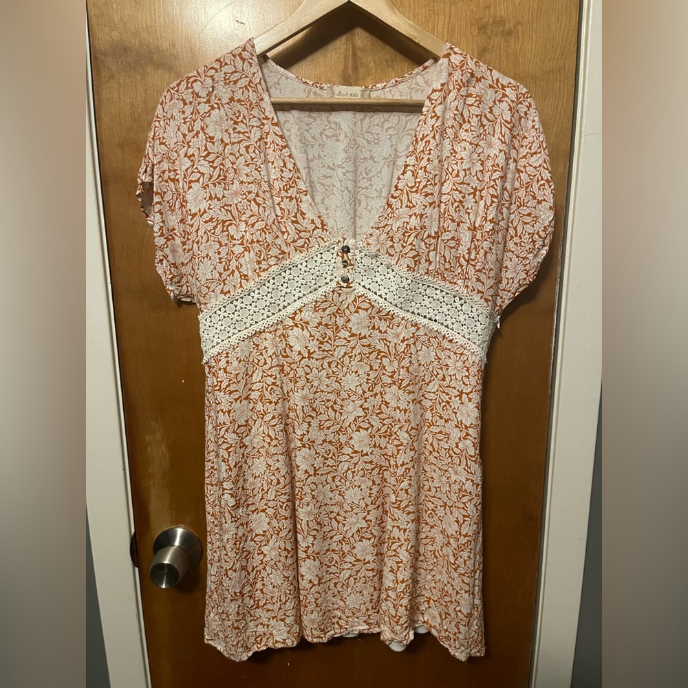 Altar'd State Orange and White Floral Dress
